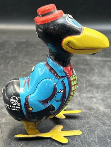 Vintage 1950"s Marx Mechanical Hopping Cary the Crow Tin Toy