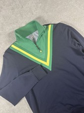 Brooks Brothers Knit 1/4-Zip Pullover Men's Large Navy Green Sheep Logo Preppy