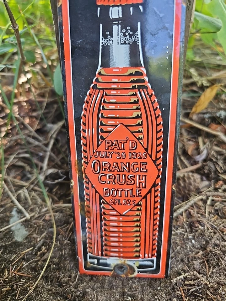 Vintage Orange Crush Sign - Drink Ice Cold Porcelain Come In Gas Pump Soda Sign! - Image 3 of 4