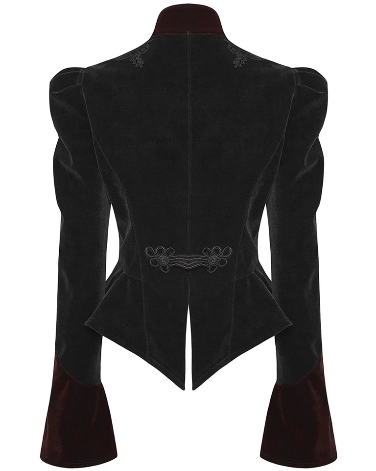 Punk Rave Womens Gothic Jacket Black Red Velvet Steampunk VTG Victorian Vampire - Image 2 of 4