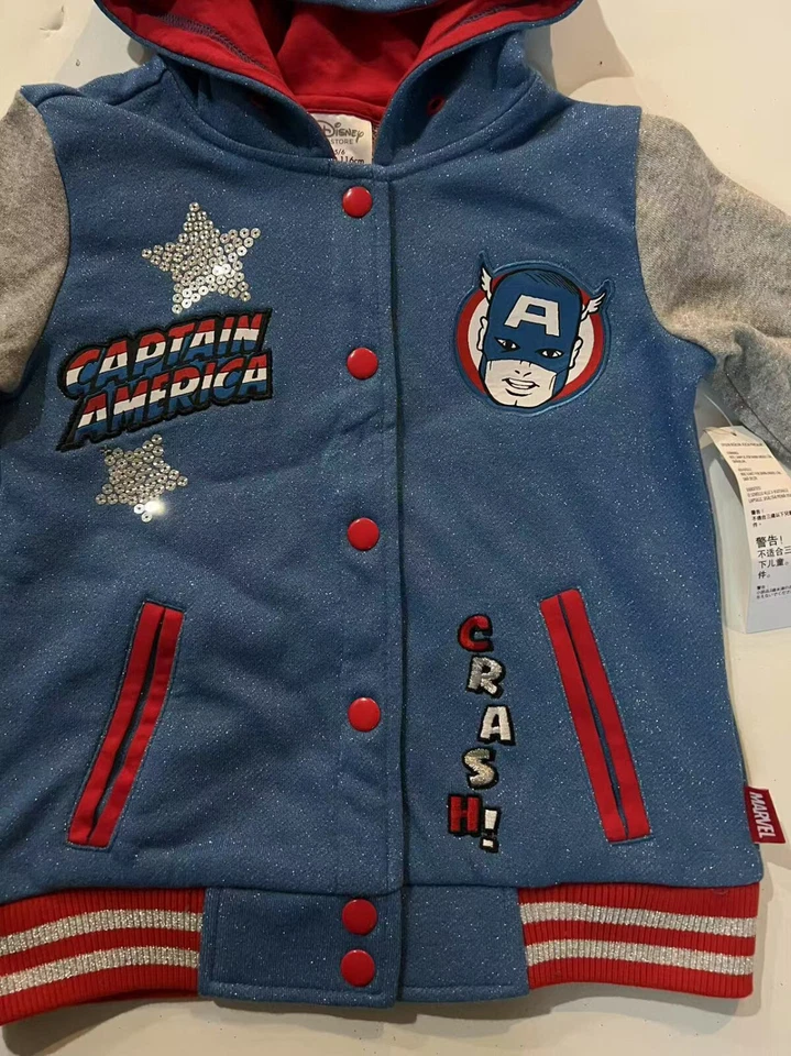 Куртка с капюшоном на молнии Disney Store Captain Amercia для детей размер 5/6 - Изображение 3 из 4