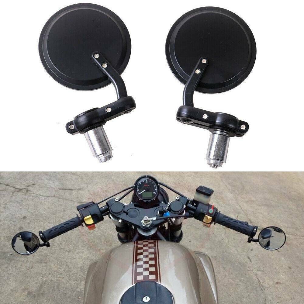 Schwarz Motorrad Rückspiegel 1 Paar 7/8 Runde Lenkerende Spiegel Aluminiumlegierung Motorrad Seitenspiegel Universal Für die meisten Motorräder 