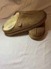 Fireside By Dearfoams Slippers Men's US 10 EU 43 Tan Suede Fur Lined Comfort