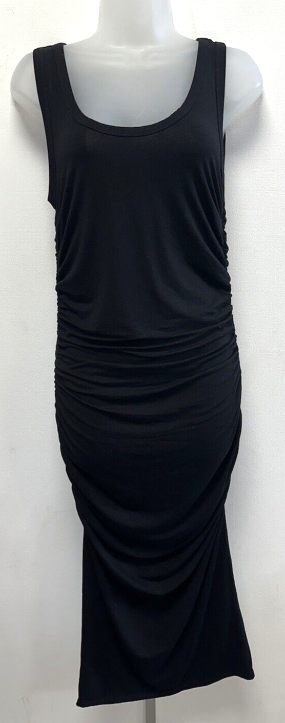 NEW! Baukjen UK10 Eur38 US6 black jersey ruched sleeveless dress