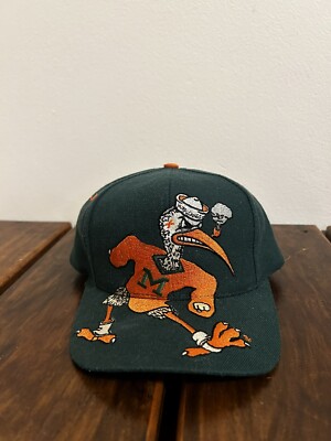 Vintage 90s Miami Hurricanes Signature SnapBack Hat Cap Big Logo RARE VTG  NCAA