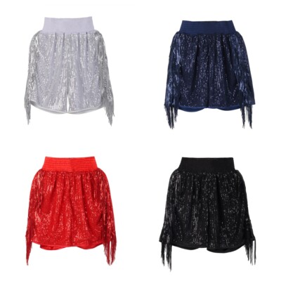 New Shinny Sequined Boxing Shorts with Tassels Muay Thai Shorts Martial Arts