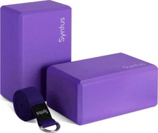 Syntus Yoga Block And Yoga Strap Set, 2 Soft Non-Slip Yoga Blocks 9×6×4 8FT