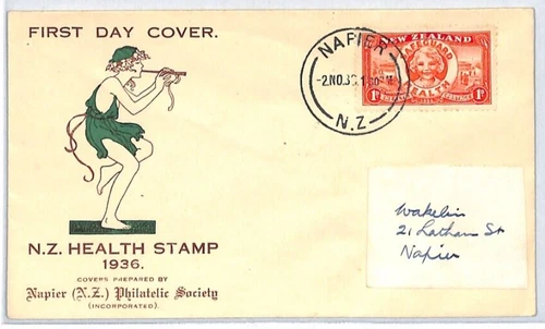 NEW ZEALAND FDC 1936 HEALTH STAMPS Napier{samwells-covers}YL134