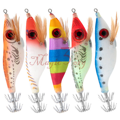 5pcs Squid Jigs Fishing Lures Shrimp Baits Prawn Jig Hooks