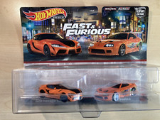 Hot Wheels Premium pacchetto due auto Fast and Furious Toyota Supra su piloti reali