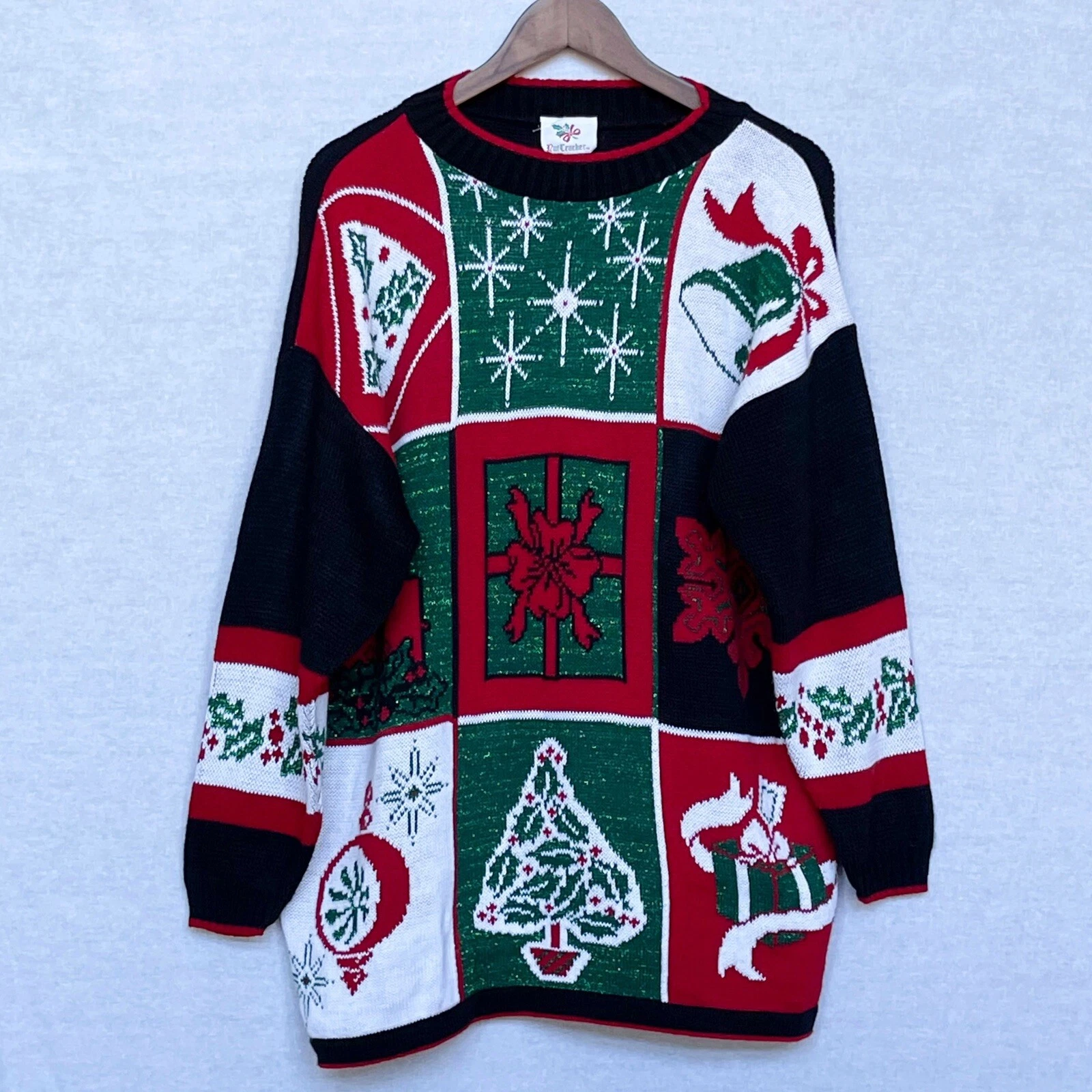 NWT Nutcracker Women's Ugly Christmas Sweater Size L Pullover Acrylic Black Red