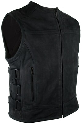 Racing leather vest biker vest coat motorcycle vest buffalo leather matte black