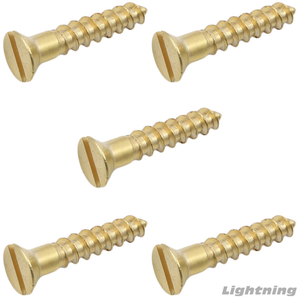 Slotted Flat Head Wood Screw Solid Commercial Brass #12X2-1/2