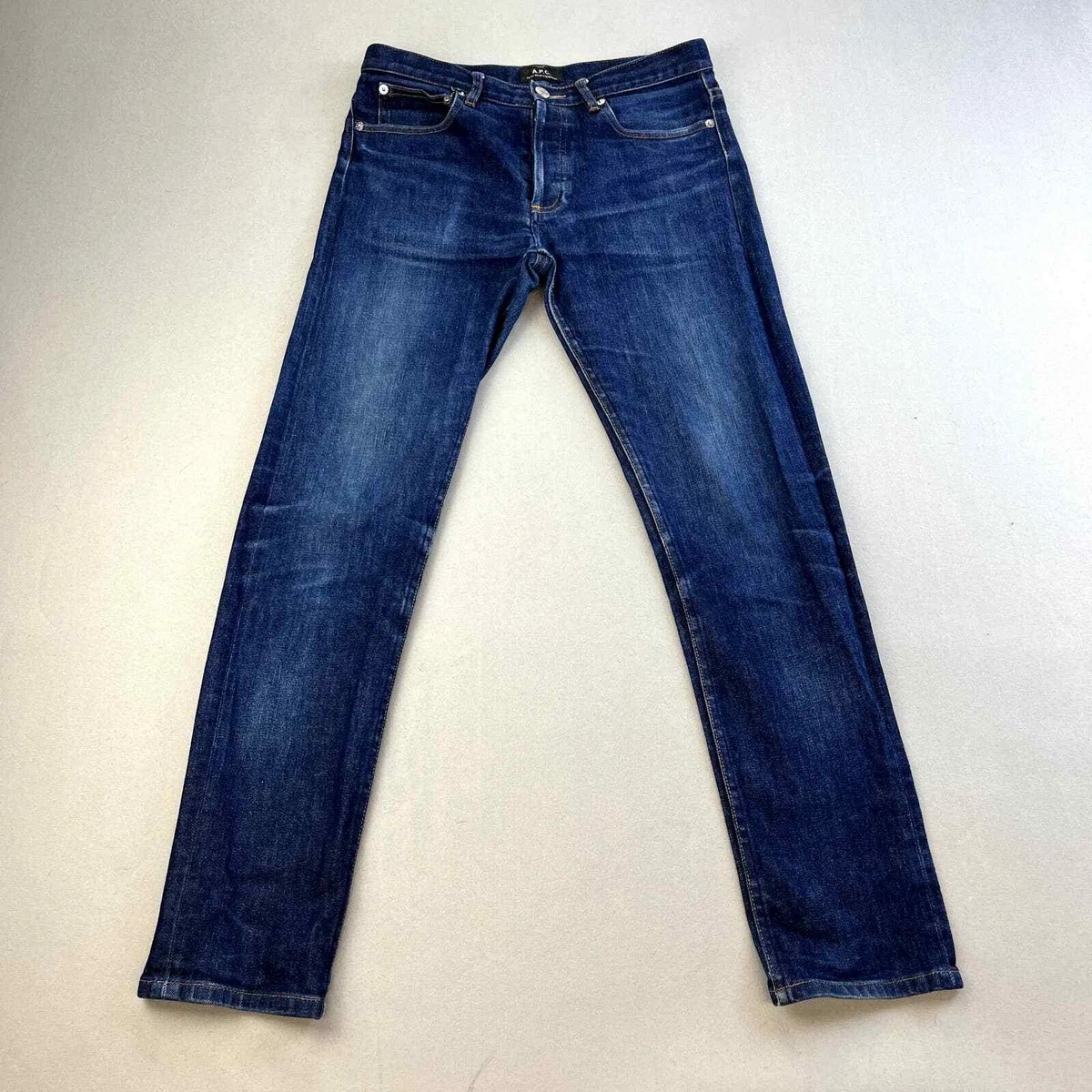 APC Jeans Mens 30 Blue Denim Petit New Standard Skinny Fit Stone Wash Button Fly