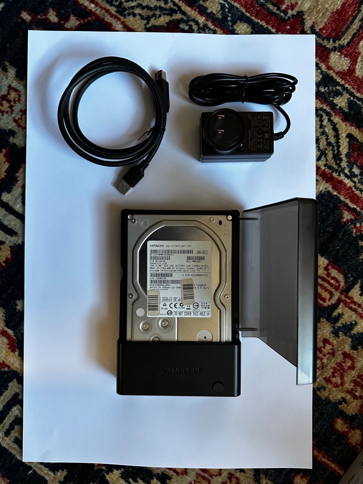 Sabrent  External Hard Drive Enclosure HDD SSD USB 3.0 with 2TB Hitachi HD-image