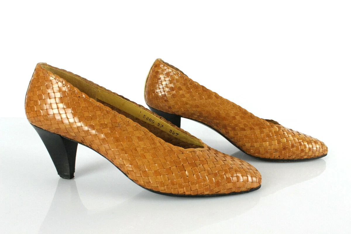 Escarpins top tressés cuir