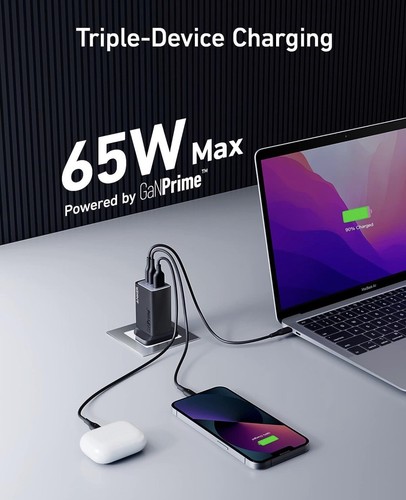 Brand New Sealed Anker 735 Charger 65W USB C Plug Charging 3-Port Fast - Picture 2 of 4