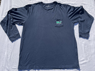 VINEYARD VINES Football Field Whale L/S Pocket T-shirt Navy