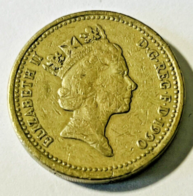 1990 Great Britain 1 Pound Coin Leek Plant Crown around Trunk | eBay