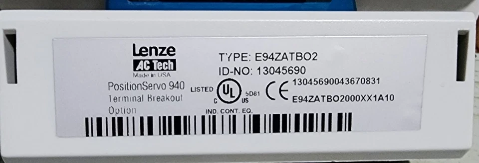 LENZE E94ZATBO2 Terminal Breakout option Adaptor - Image 2 of 4