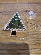 Stained Glass Christmas Tree Decorated in Silver Hand Made
