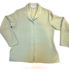 Ingenuity Blouse  sz 10  Lime Green Womens Polyester Long Sleeves Collared