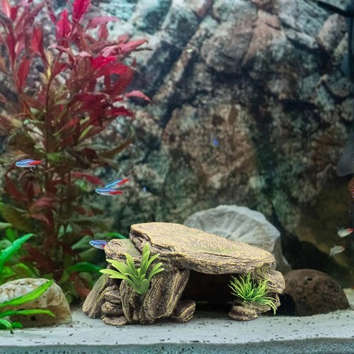 Aquarium Turtle Tank Terrace Artificial Shelter Decor Ornament Reptile Resting - Picture 3 of 6