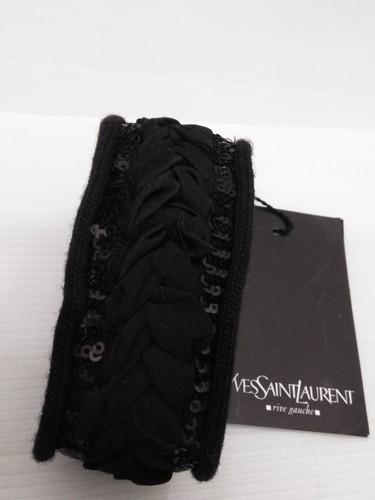 YSL Yves Saint Laurent Fabric Wool Knit Sequin Bangle Bracelet Cuff (AUTHENTIC) - Picture 10 of 10