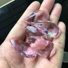 6PC Pink Angel Tear Crystal 38MM Suncatcher Austrian Faceted Prism Hanging Decor