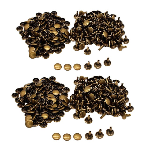 100Pcs Two Piece Double Sided Tubular Rivets Fastener Metal Round Head