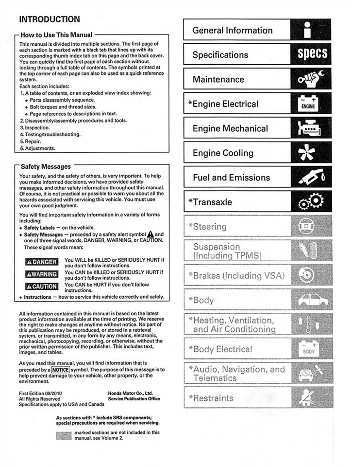 2006 2008 2010 2011 Honda Civic Shop Service Repair Manual Engine Drivetrain OEM - Imagem 2 de 4