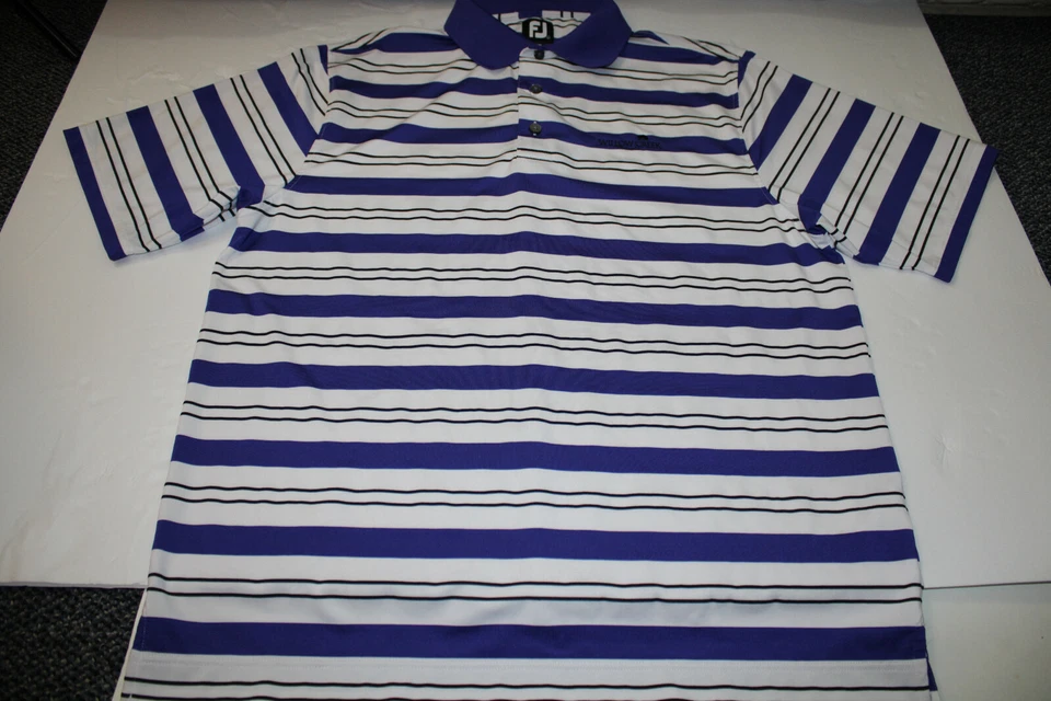  Polo de golf Footjoy FJ púrpura a rayas SS, grande para hombre Foto 2 de 4
