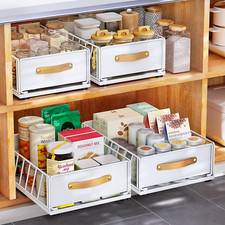 Pull Out Cabinet Organizer Fixed with Adhesive Nano Film,Heavy Duty Slide Out Pa