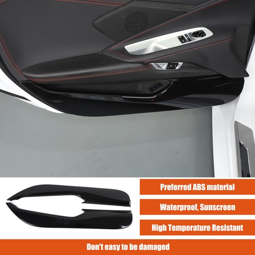Cubierta de panel inferior anti patada de puerta interior negra brillante ABS para Corvette C8 2020+ - Imagen 2 de 12