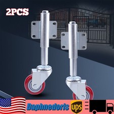 2 Pack 5" Heavy Duty Gate Wheel Caster Support Spring Loaded Swivel Fence 220lbs