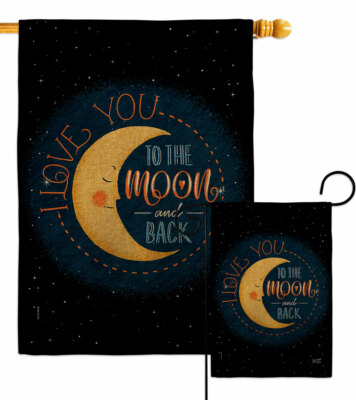 Moon and Back Burlap Garden Flag Sweet Life Expression Decorative Yard Banner