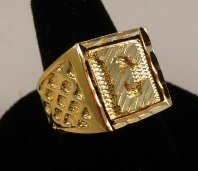 Anillo Hip Hop Inicial Letra E De Oro De 14 Quilates Bling Para