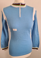 Vintage Fahrrad Trikot 100% Acryl Made in France Größe S hellblau Retro