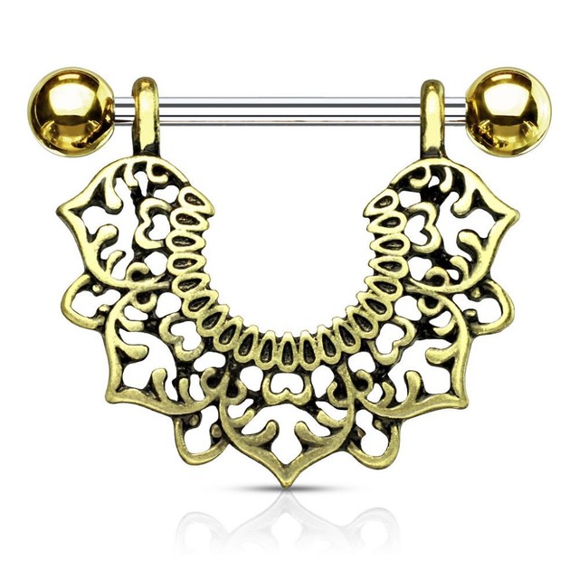 Piercing nipple gold plated pendant flowers filigree eBay