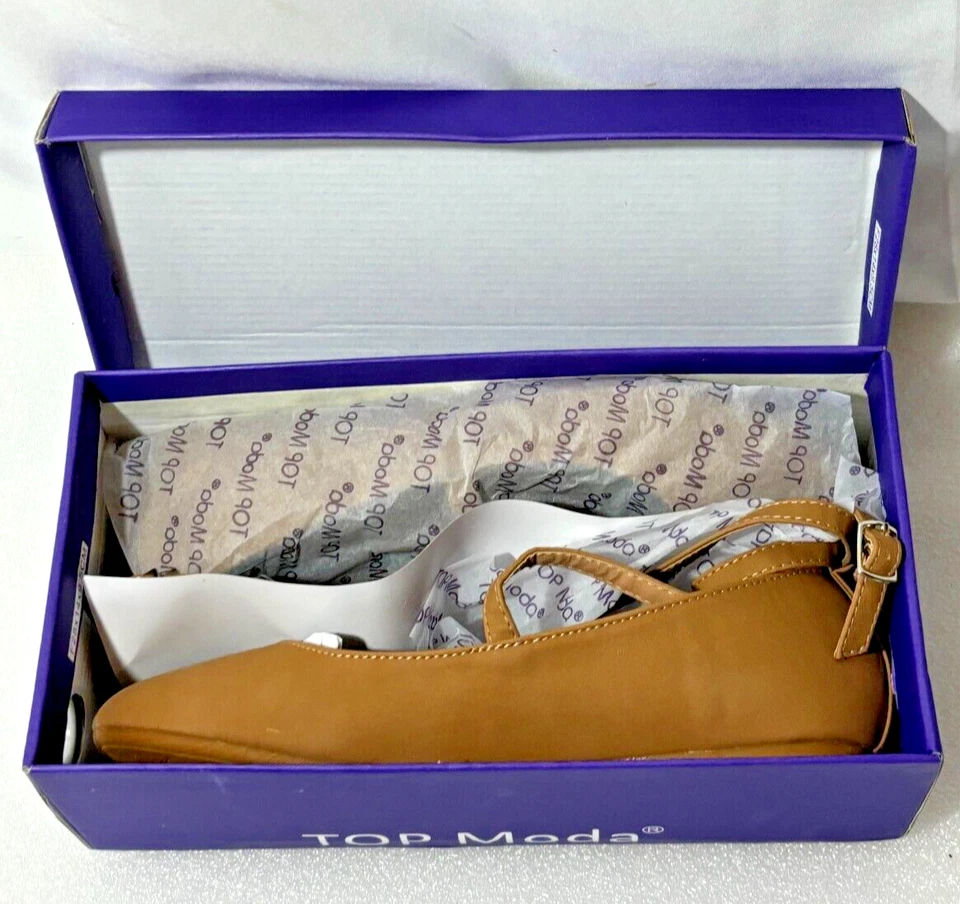 Top Moda Brea-3 Strappy Ballet Flat Shoes Women’s Size 8M Beige Nude Tan ~ New - Image 4 of 4