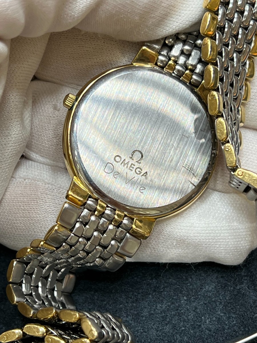 1円スタート】OMEGA オメガ デビル コンビ ゴールド文字盤 クオーツ