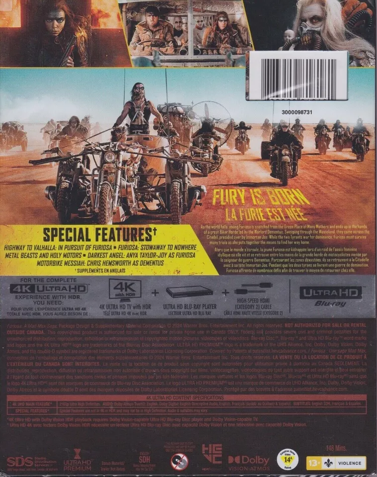 FURIOSA: A MAD MAX SAGA 4K ULTRA HD SET with Anya Taylor-Joy & Chris Hemsworth - Image 2 of 4