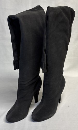 Colin Stuart Women's Suede Ruffle Detailed Knee-High Boots Gray 9B New In Box - Picture 2 of 24