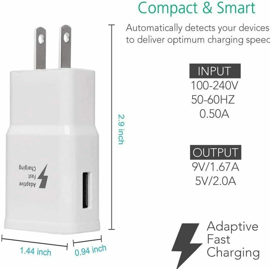 2x Adaptive Fast Charging Wall Charger For Samsung iPhone Galaxy S10 Note 8 9 10 - Image 2 of 3