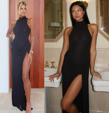 Helsa The Ophelia Maxi Dress Black Sleeveless Draped Size S NWT $359MSRP