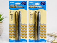 Set Aus 2 Allary Gold & Silver Metallic Permanent Marker Chisel Tip