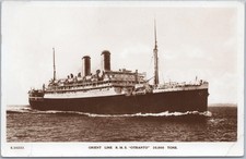 RPPC WWII Ship Gravesend 1957 Vintage Otranto 1925 Scrapped Postcard