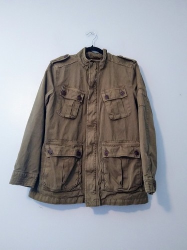 Lucky Brand Utility Jacket Women's Medium Olive Green Cargo Pockets Zip/Button - Picture 1 of 14
