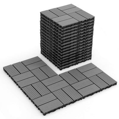 18PCS Interlocking Deck Tiles Waterproof All Weather Flooring Covering 12'' x 12''