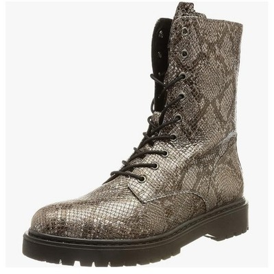 GEOX Women's Metallic Snake Leather Lace Up Combat Boots EU 35 US 5 NEW